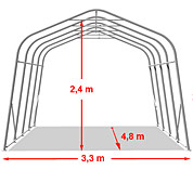 Plachtová garáž PVC 3,30 x 4,80 m - Technická schéma